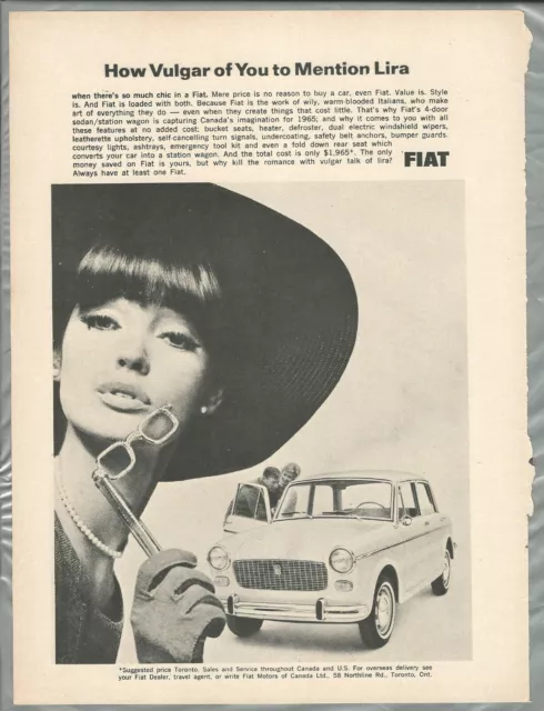 1965 FIAT 1100D advertisement, Canadian print ad, 1100D sedan