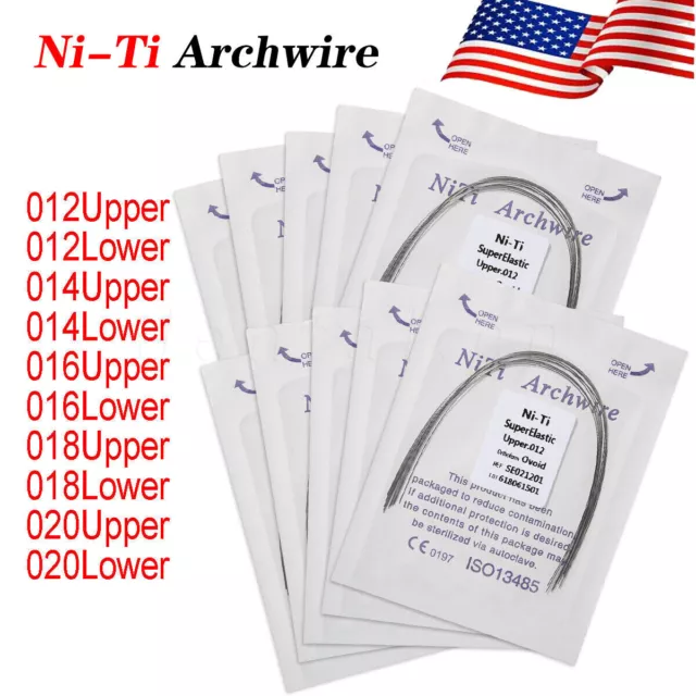 Lot De 10 Arcs Orthodontiques Niti Ronds - Forme Ovoïde - Pour Laboratoire Dentaire - Neuf