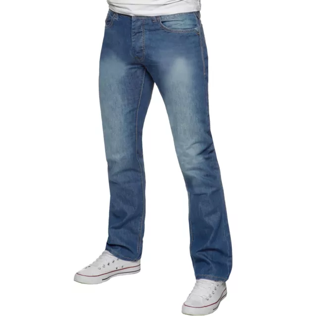 Kruze Mens Jeans Basic Straight Leg Stretch Denim Trousers Pants UK Waist Sizes