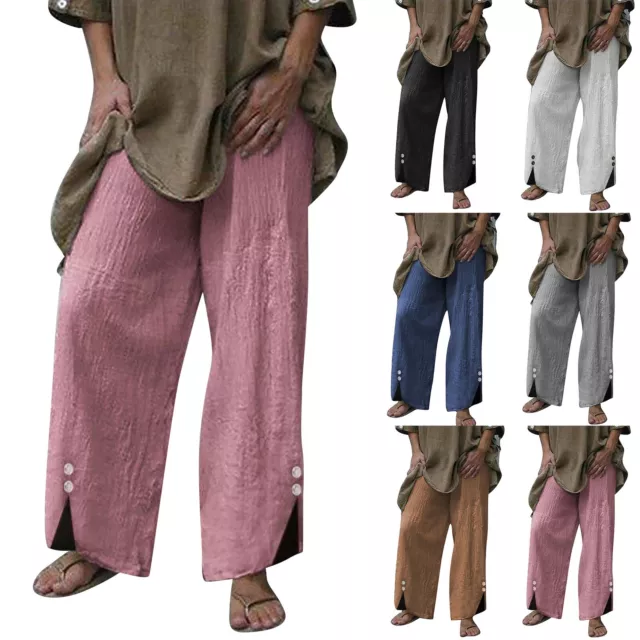 Ladies Spring And Summer New Loose Beach Solid Button Pants for Women Size 20