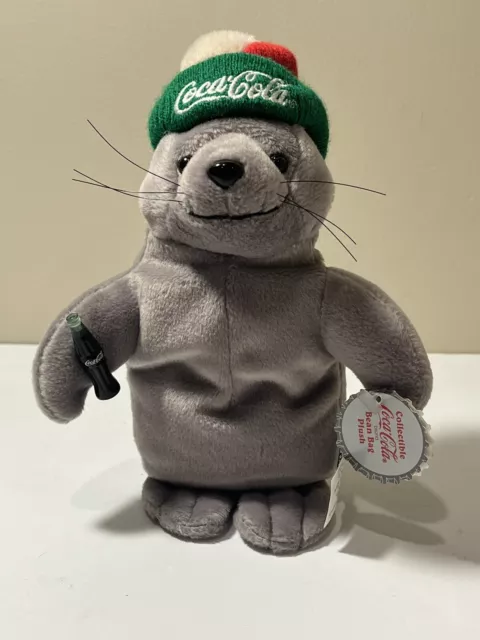 Coca-Cola COKE CUTE SEAL W/ HAT 9" Bean Bag Stuffed Animal Toy 1998