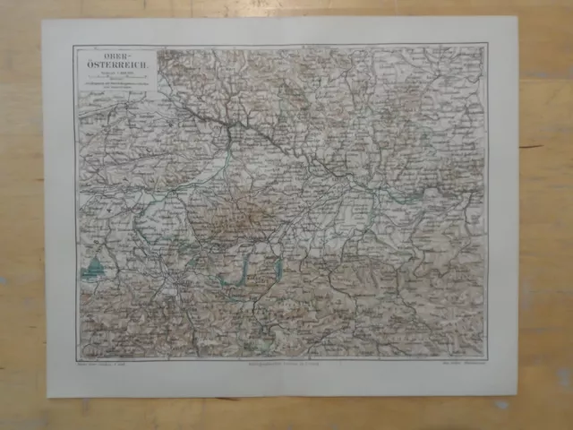 Orig.(1906) Lithographie Landkarte Oberösterreich