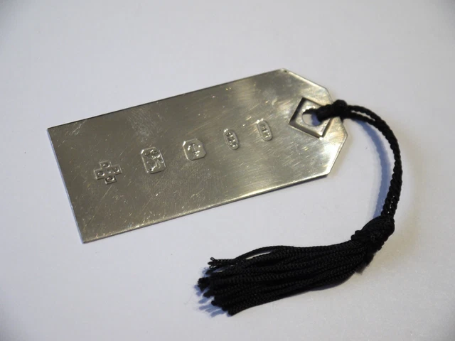 Excellent Large Luggage Tag Shaped Solid Sterling 925 Silver Hm 2000 Bookmark