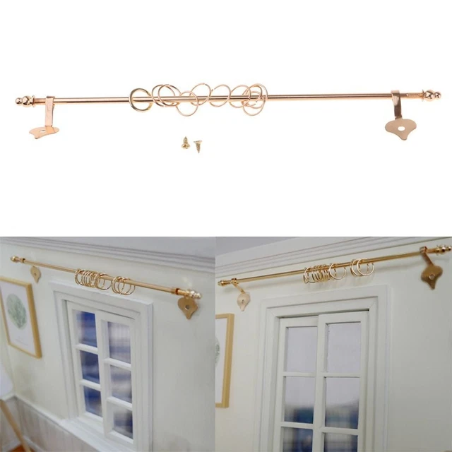 Mini Hardware Miniature Curtain Rod With Screws Rings Dollhouse Curtain Pole