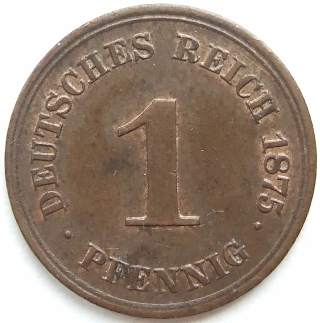 Moneta Reich Tedesco Impero Tedesco 1 Pfennig 1875 E IN Extremely fine /