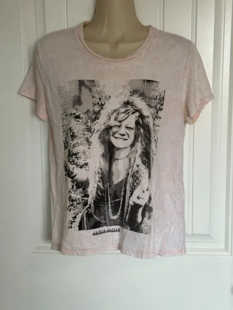 Lucky Brand Janis Joplin Shirt Womens Small Pink Short Sleeve Tee T-shirt
