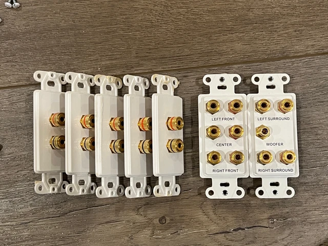 5.1 Surround Home Theater Speaker Wall Plates Set Banana Binding