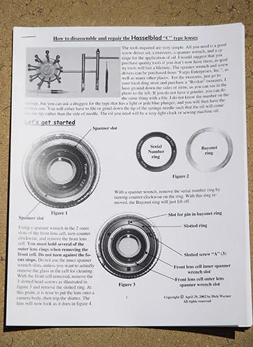 Vrai "Manuel De Réparation De L'objectif Hasselblad" - Mon Original Protégé Par Le Droit D'auteur Nombreuses Photos