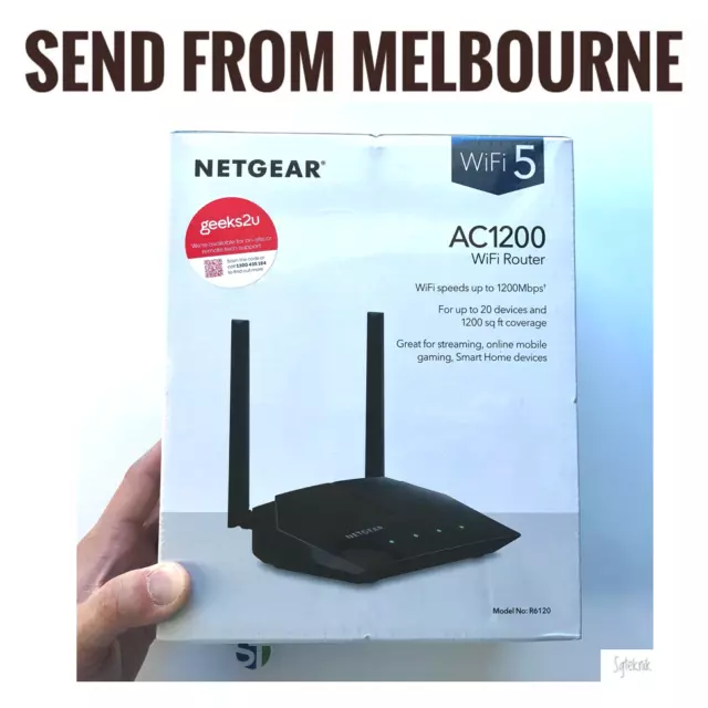 NEW NETGEAR Wireless Router AC1200 Dual Band WiFi NBN Ready [R6120-100AUS]