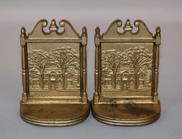 Antique Bradley & Hubbard Gilt Cast Iron Bookends - Longfellow House