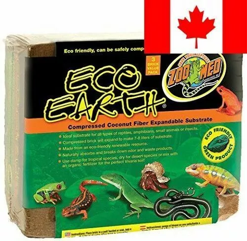 Zoo Med Eco Earth Compressed Coconut Fiber Substrate, 3-Brick