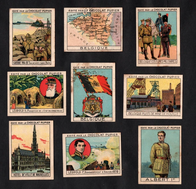 Belgium 1938 Rare French Chocolate Cards Army Military War Albert Flag Map