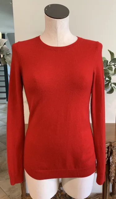 talbots woman’s XS Red  cashmere crewneck Long Sleeve pull over sweater