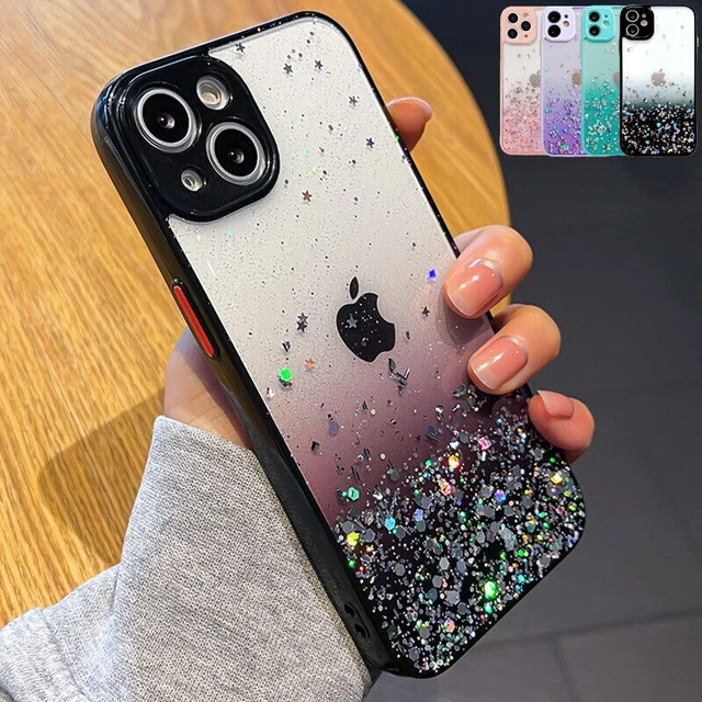 For iPhone 15 Pro Max 14 13 12 11 XR 7 8 Plus Cute Bling Clear Phone Case Cover