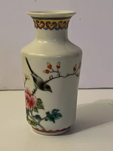 Chinese Porcelain Small Vase hand painted Bird-and-Flower