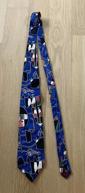 Gallery Collection By Christina Desiree Yiro "The Skiing Lesson" Silk Art Tie