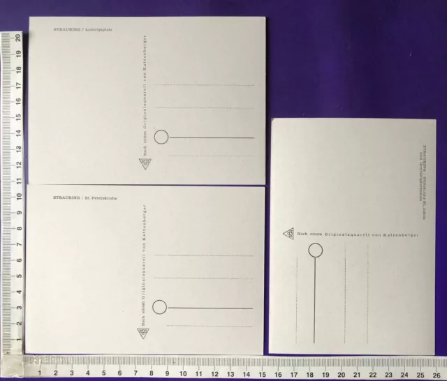 3 x Künstlerkarte Straubing St. Peter u.a. sig. Katzenberger 2