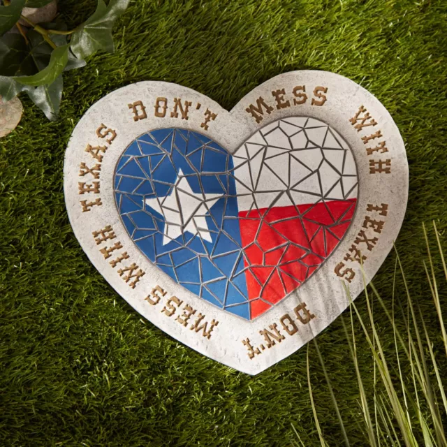 Multicolor Cement Texas Proud Stepping Stone Don't Mess With Texas Heart Flag