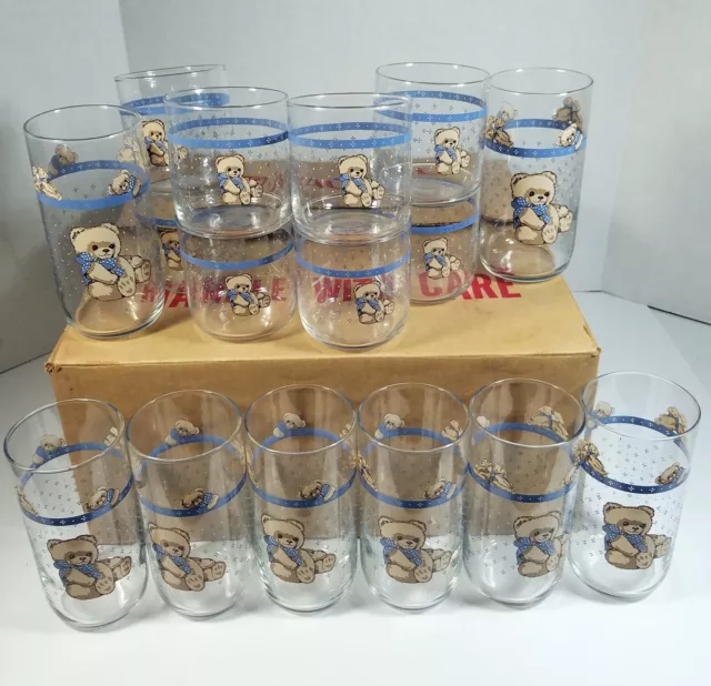 Vtg NEW Theodore Country Bear 16 Glasses Tumblers Juice Glass Libbey Tienshan