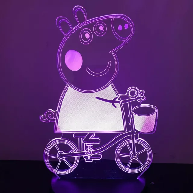 PEPPA PIG GIRLS 3D Acrylic LED 7 Colour Night Light Table Lamp Birthday Gift