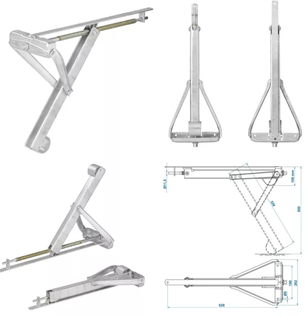 Ausdrehstütze 800kg 605x260 Höhe 500mm Wohnwagen Wohnwagenstützen Kurbel Stützen