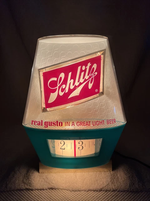 1964 Schlitz Beer Light Sign Clock Motion Spinning Real Gusto 1964 Schlitz Beer Light Sign Clock Motion Spinning Real Gusto