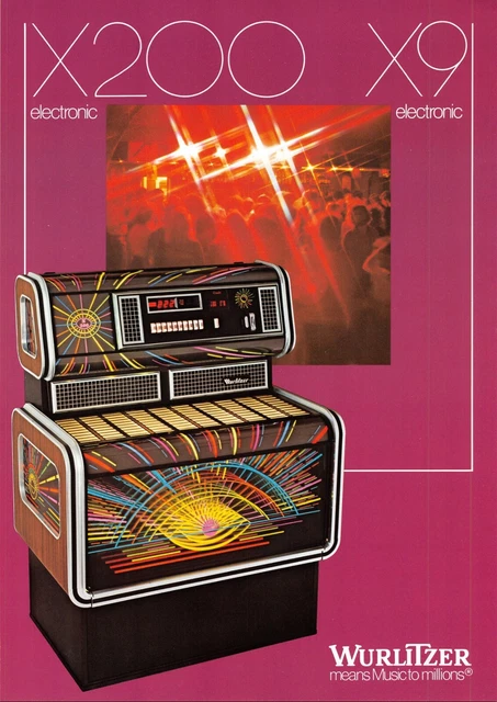 Jukebox Flyer WURLITZER X200 X9 Electronic Jukebox Advertisement Flyer 1970s ...
