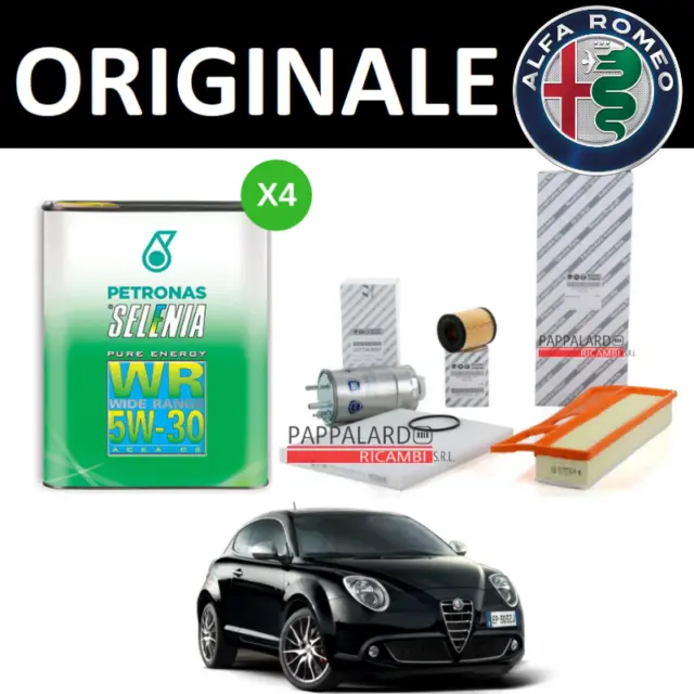 Kit Tagliando Filtri Originali + Olio Selenia Alfa Romeo Mito 1.3 Multijet 90Cv