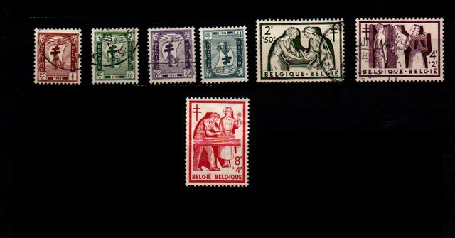 série de timbres de belgique de 1956 n°998-1004