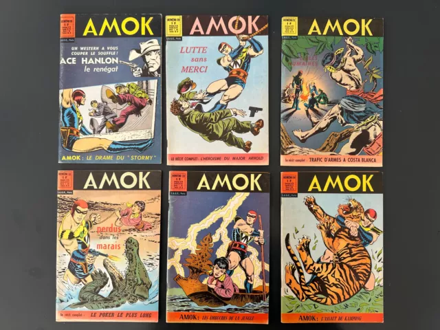 lot 6 AMOK N° 19 à 24 . SAGE 1967 . BE+ / TBE . RED RYDER . RECIT COMPLET