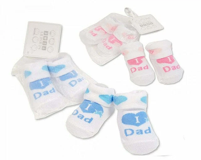Nuovo con Etichetta Baby Bambino i Love Mamma Ori Papà Caviglia Calzini 0-6 Mesi