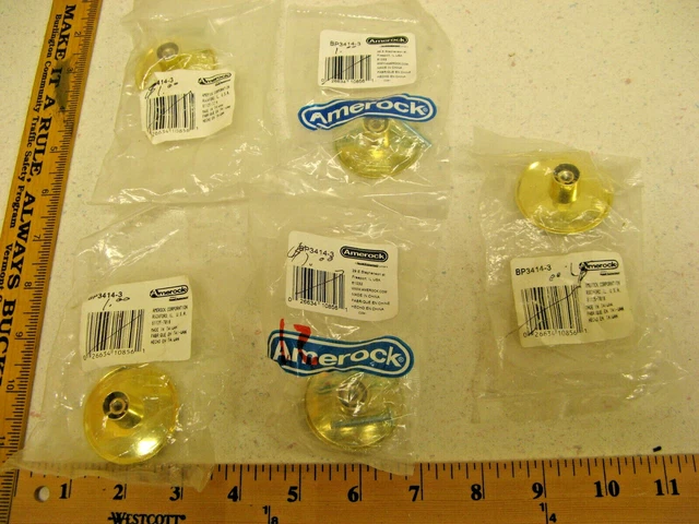 Set Of 5 AMEROCK Cabinet Hardware BRASS BP3414-3 Drawer Pull Knob (1602)