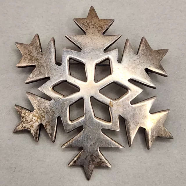 Vtg Sterling Snowflake Brooch Christmas Mexico 925 Silver Pin Rare Estate Lovely