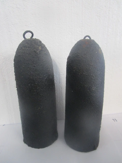 Pair Antique Cast Iron Morbier Clock Weights Ca. 1850 L-39 Pair Antique Cast Iron Morbier Clock Weights Ca. 1850 L-39