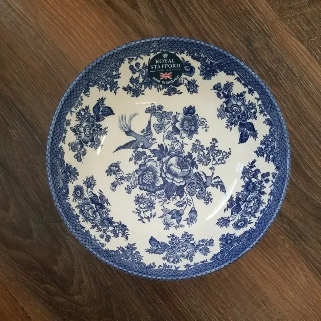 Royal Stafford Birds Floral Print Blue White Made In England Bowl 7.5in