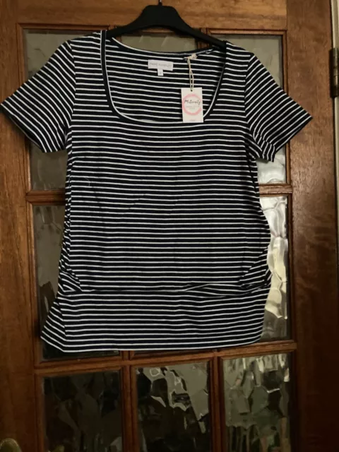 BNWT NEXT MATERNITY Dark French NAVY BLUE & WHITE STRIPED Short Sleeve T-SHIRT 6