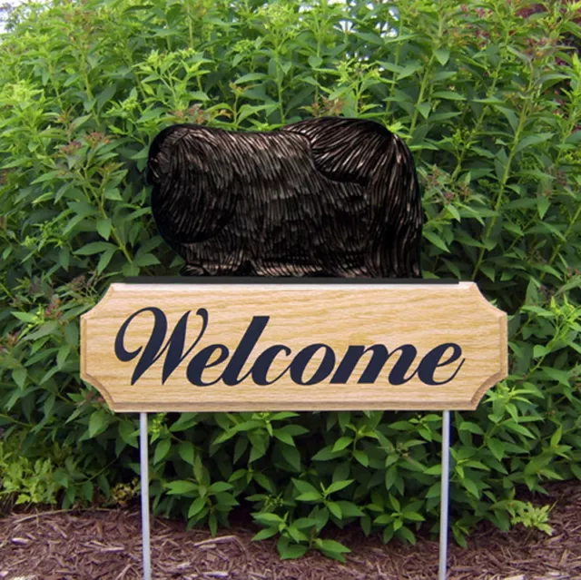 Pekingese Wood Welcome Outdoor Sign Black