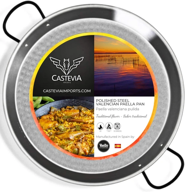 Sartén de paella valenciana acero pulido, 55 cm