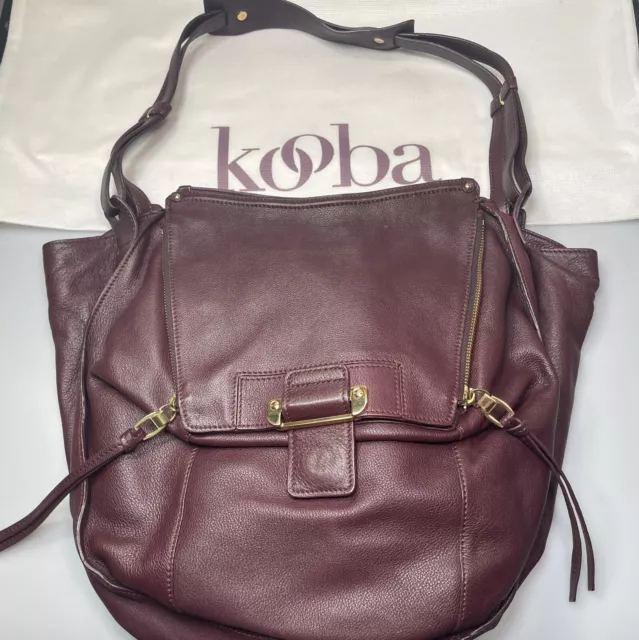 Kooba Zoey Bag Hobo Purse Burgundy Brown Leather Shoulder Handbag EXCELLENT