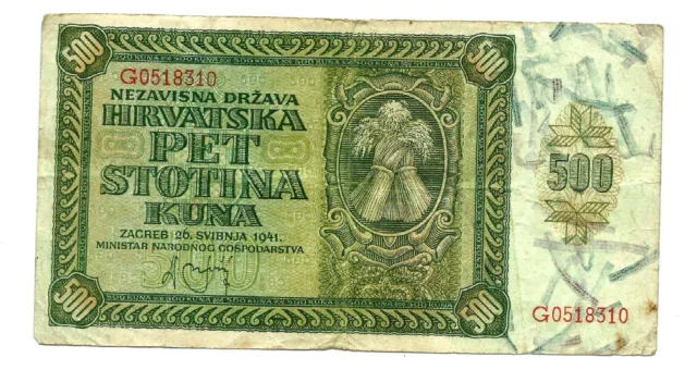 Croatia (P3) 500 Kuna 1941