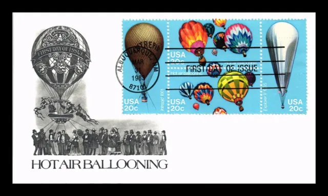 Dr Jim Stamps Us Hot Air Ballooning Fdc Setenant Artmaster Cachet Cover