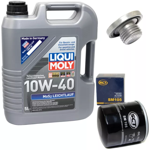 Motoröl Set 10W-40 5 Liter + Ölfilter SM 105 + schraube für Chevrolet Opel Astra