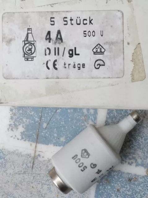 5x Fusibles Bouteille taille DII 4A gL. Lot de 5