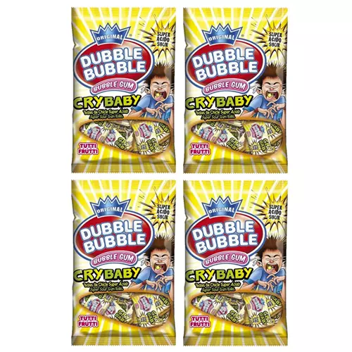 932882 4 X 85G Bag Dubble Bubble Cry Baby Super Sour Gum Balls Tutti Frutti Usa