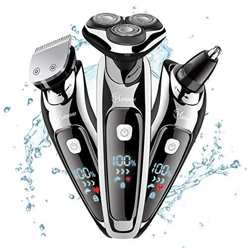 HATTEKER Rasoir Hommes Électrique Rotatif Tondeuse À Barbe Enlever Poils Nez ...