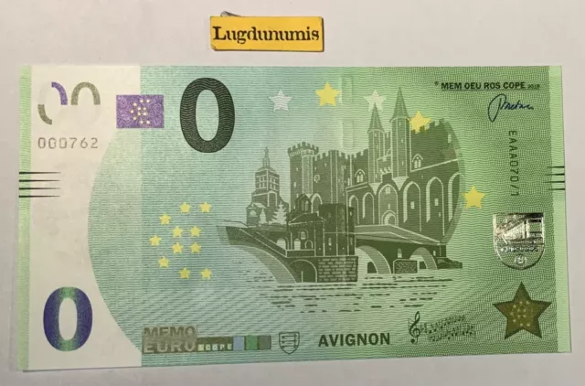 Billet 0 Euro Avignon - euro souvenir touristique