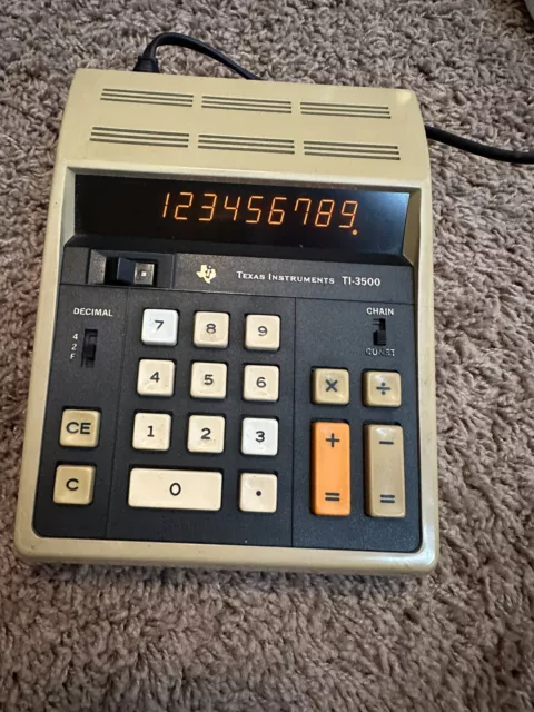 Vintage 1972 Texas Instruments TI-3500 Calculator With Original Box Tested