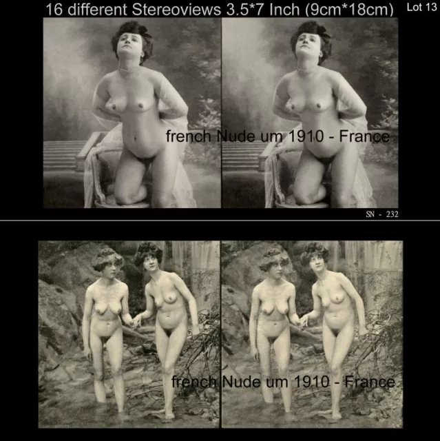 16 Akt Stereofotos klassik Nude Paris 1910 Stereoviews France Lot 13