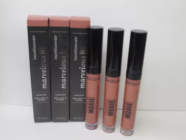 Bareminerals Marvelous Moxie Lipgloss Spark Plug 0.15 Oz Boxed (Lot Of 3)