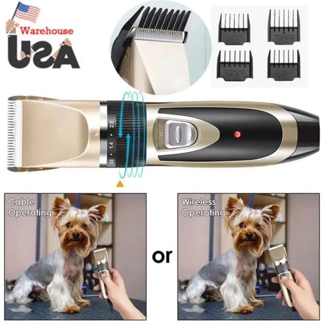 Professional Pet Clippers Dog Cat Animal Kit For Hair Grooming Cordless Trimmer~